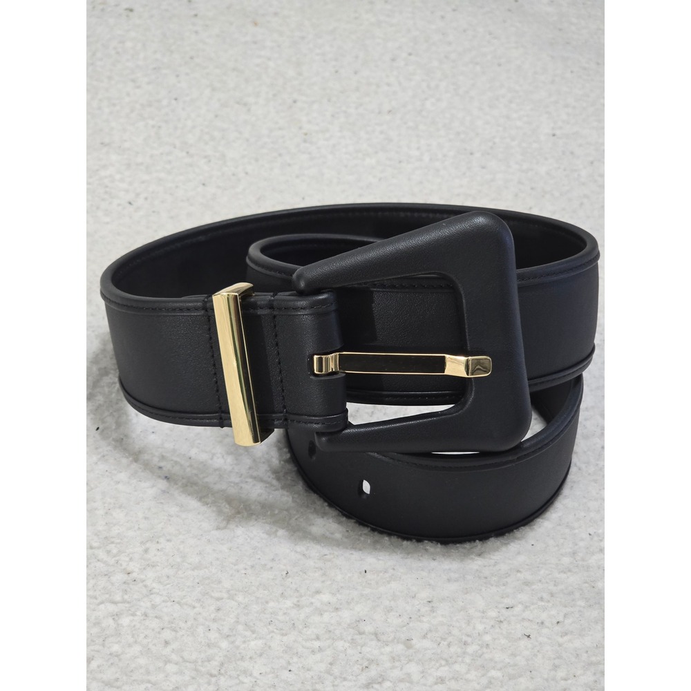 Cabi Black Genuine Leather Belt Gold Hardware Large Wide Buckle 4802 - Picture 7 of 10